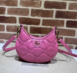 Gucci GG Matelasse Leather Mini Hobo Shoulder Bag Fuchsia 739736