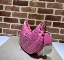 Gucci GG Matelasse Leather Small Hobo Shoulder Bag Fuchsia 739709