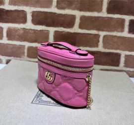 Gucci GG Matelasse Leather Top Handle Mini Bag with Chain Fuchsia 723770