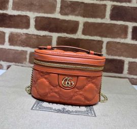 Gucci GG Matelasse Leather Top Handle Mini Bag with Chain Orange 723770