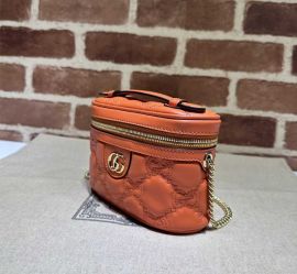 Gucci GG Matelasse Leather Top Handle Mini Bag with Chain Orange 723770