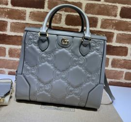 Gucci GG Matelasse Leather Tote Bag Gray 728236