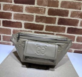 Gucci Gray Jumbo GG Leather Belt Bag 645093