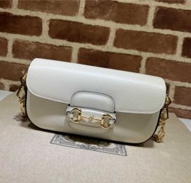 Gucci Horsebit 1955 White Leather Shoulder Bag 735178