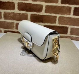 Gucci Horsebit 1955 White Leather Shoulder Bag 735178