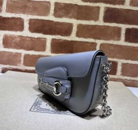 Gucci Horsebit 1955 Mini Leather Shoulder Bag Grey 774209