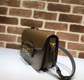 Gucci Horsebit 1955 Shoulder Bag Khaki Leather 602204