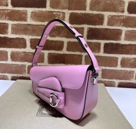Gucci Pink Leather Horsebit 1955 Small Shoulder Bag 764155