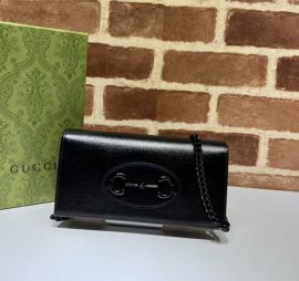 Gucci Horsebit 1955 Wallet Shoulder Bag with Chain Black Leather 621892
