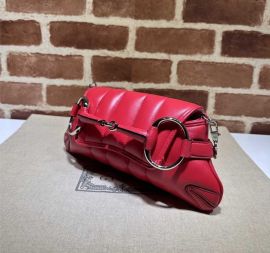 Gucci Leather Horsebit Red Quilted Chain Small Shoulder Bag 764339
