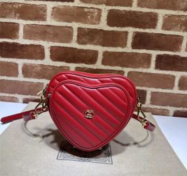 Gucci Interlocking G Mini Heart Shoulder Crossbody Bag Red Matelasse Leather 751628