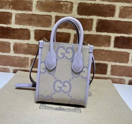 Gucci Jumbo GG Canvas Mini Tote Bag Purple Leather 671623