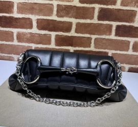 Gucci Black Quilted Leather Horsebit Chain Large Shoulder Bag 764255