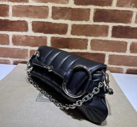 Gucci Black Quilted Leather Horsebit Chain Large Shoulder Bag 764255