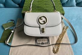 Gucci White Leather Blondie Top Handle Bag with Round Interlocking G 735101