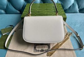 Gucci White Leather Blondie Top Handle Bag with Round Interlocking G 735101
