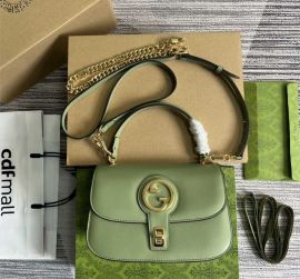 Gucci Green Leather Blondie Top Handle Bag with Round Interlocking G 735101