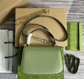 Gucci Green Leather Blondie Top Handle Bag with Round Interlocking G 735101