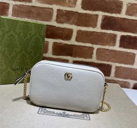 Gucci GG Marmont Mini White Leather Chain Shoulder Bag 772759