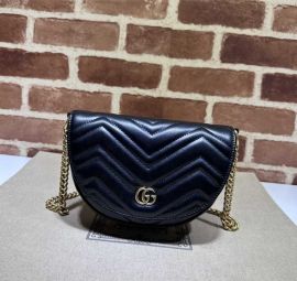 Gucci GG Marmont Matelasse Leather Chain Mini Shoulder Crossbody Bag Black 746431