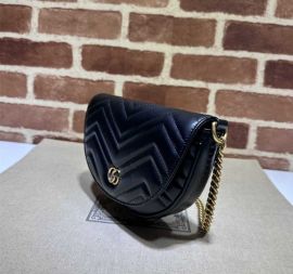 Gucci GG Marmont Matelasse Leather Chain Mini Shoulder Crossbody Bag Black 746431