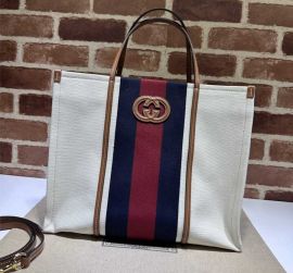 Gucci Medium Interlocking G Tote Crossbody Bag White Cotton Canvas 727721