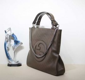 Gucci Gray Leather Blondie Medium Tote Shoulder Bag with Interlocking G 751516