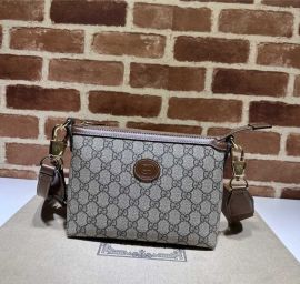 Gucci Messenger Bag with Interlocking G Beige Ebony GG Canvas 760021