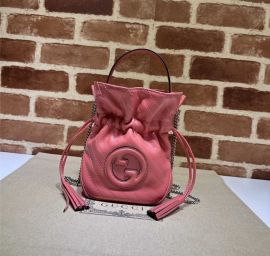 Gucci Pink Leather Blondie Mini Bucket Crossbody Bag with Interlocking G 760313