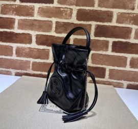 Gucci Black Leather Blondie Mini Bucket Crossbody Bag with Interlocking G 760313