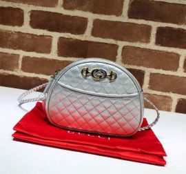 Gucci Mini Laminated Calfskin Quilted Leather Shoulder Bag Silver 534951