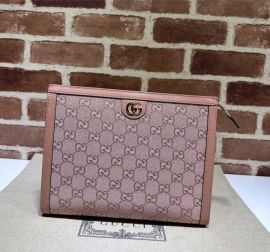 Gucci Ophidia GG Canvas Pouch Clutch Bag Pink 625549