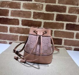Gucci Ophidia Jumbo GG Canvas Mini Bucket Shoulder Bag Pink 550620