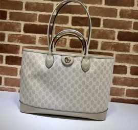 Gucci Ophidia Medium Tote GG Canvas and Beige Leather Bag 739730