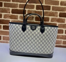 Gucci Ophidia Medium Tote GG Canvas and Black Leather Bag 739730
