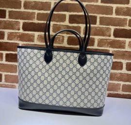 Gucci Ophidia Medium Tote GG Canvas and Black Leather Bag 739730