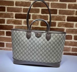 Gucci Ophidia Medium Tote GG Canvas and Brown Leather Bag 739730
