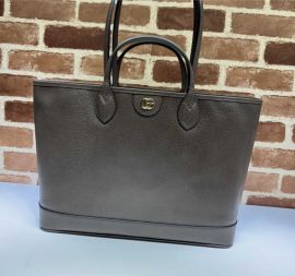 Gucci Ophidia Medium Tote Gray Leather Bag 739730 