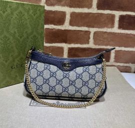 Gucci Ophidia Mini Chain Top Handle Bag Blue GG Supreme Canvas 764960