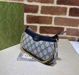 Gucci Ophidia Mini Chain Top Handle Bag Blue GG Supreme Canvas 764960