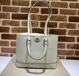 Gucci Ophidia Mini Shopping Tote Bag White Leather 765043