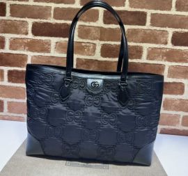 Gucci Ophidia Nylon GG Medium Shopping Tote Bag Black 631685