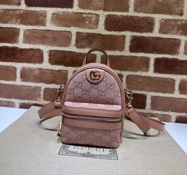 Gucci Ophidia GG Canvas and Leather Mini Backpack Shoulder Crossbody Bag Pink 739701