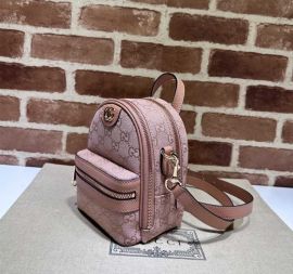 Gucci Ophidia GG Canvas and Leather Mini Backpack Shoulder Crossbody Bag Pink 739701