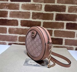 Gucci Ophidia GG Canvas and Leather Mini Round Shoulder Crossbody Bag Pink 550618