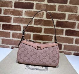 Gucci Ophidia Small Shoulder Bag with Double G Pink GG Supreme Canvas 735145