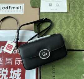 Gucci Petite Black Leather GG Mini Shoulder Bag 739722