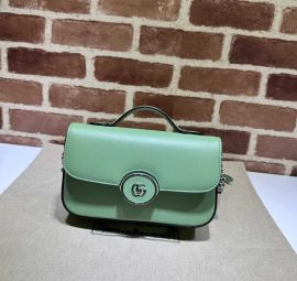 Gucci Petite GG Mini Shoulder Bag Light Green Leather 739722