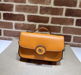 Gucci Petite GG Mini Shoulder Bag Orange Leather 739722
