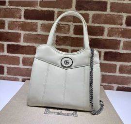 Gucci Petite GG Small Tote Bag White Leather 745918